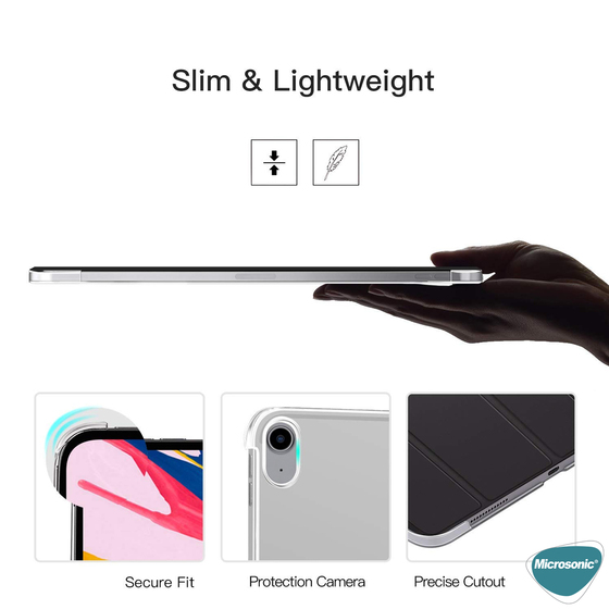 Microsonic Apple iPad Air 4 (2020) Kılıf Slim Translucent Back Smart Cover Mor