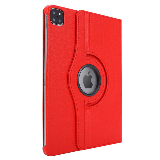 Microsonic Apple iPad Pro 11`` 2022 4. Nesil Kılıf (A2759-A2435-A2761-A2762) 360 Rotating Stand Deri Kırmızı
