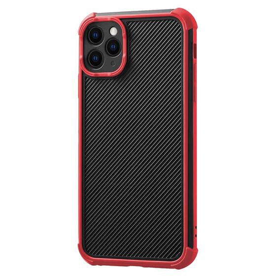 Microsonic Apple iPhone 11 Pro Kılıf Chester Carbon Kırmızı