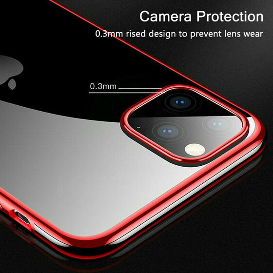 Microsonic Apple iPhone 11 Pro Max (6.5'') Kılıf Skyfall Transparent Clear Kırmızı