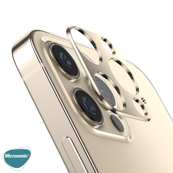 Microsonic Apple iPhone 12 Pro Kamera Lens Koruma Camı V2 Gold