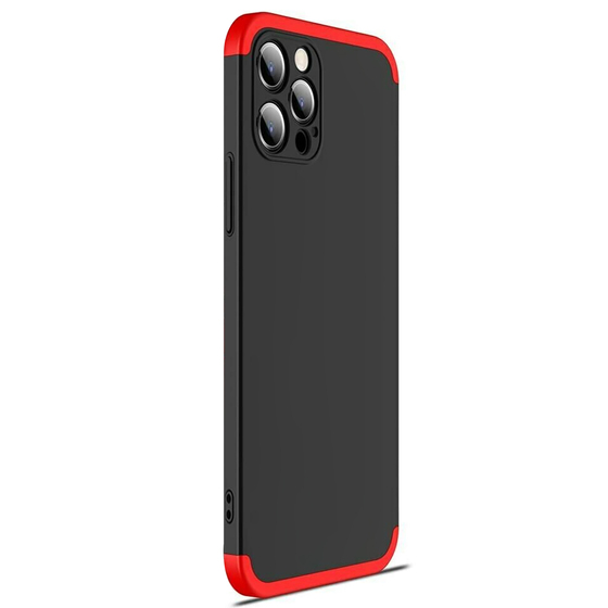 Microsonic Apple iPhone 12 Pro Kılıf Double Dip 360 Protective Siyah Kırmızı