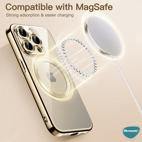 Microsonic Apple iPhone 12 Pro Kılıf MagSafe Luxury Electroplate Gold