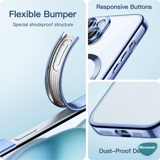 Microsonic Apple iPhone 12 Pro Kılıf MagSafe Luxury Electroplate Mavi