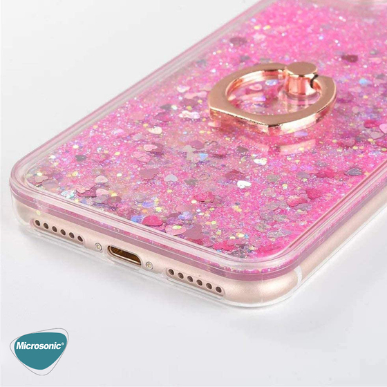 Microsonic Apple iPhone 13 Kılıf Glitter Liquid Holder Pembe
