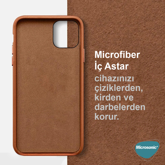 Microsonic Apple iPhone 13 Kılıf Luxury Leather Kahverengi