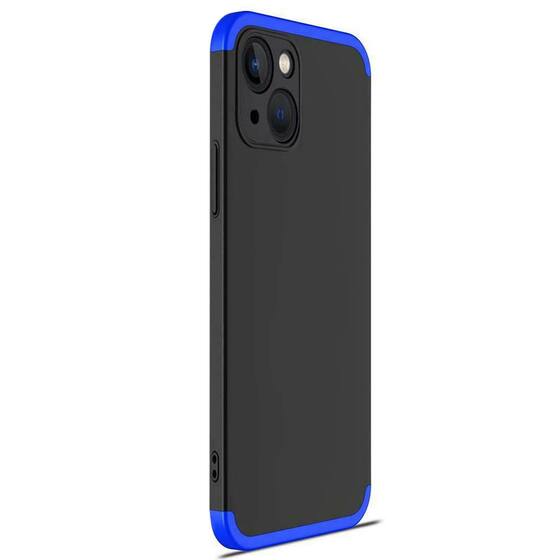 Microsonic Apple iPhone 13 Mini Kılıf Double Dip 360 Protective Siyah Mavi