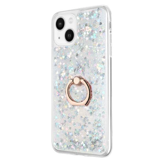 Microsonic Apple iPhone 13 Mini Kılıf Glitter Liquid Holder Gümüş
