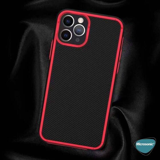 Microsonic Apple iPhone 13 Pro Max Kılıf Chester Carbon Kırmızı