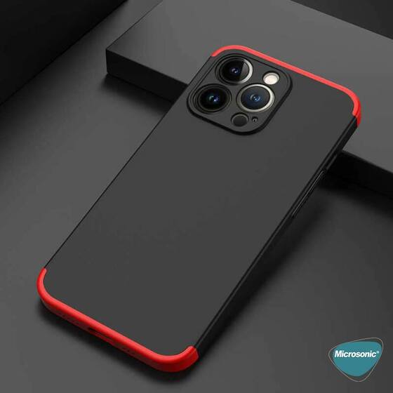Microsonic Apple iPhone 13 Pro Max Kılıf Double Dip 360 Protective Kırmızı