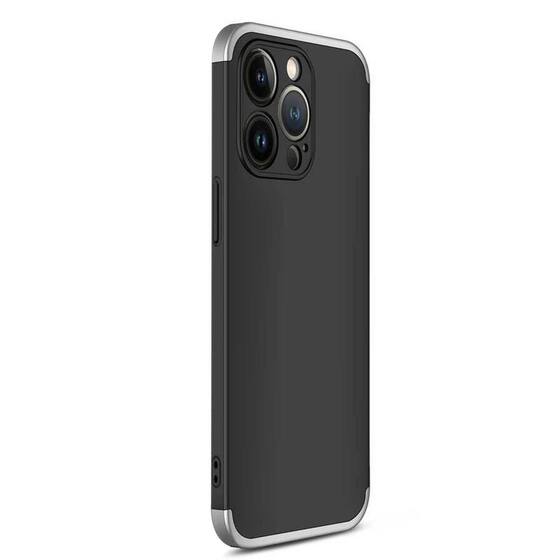 Microsonic Apple iPhone 13 Pro Max Kılıf Double Dip 360 Protective Siyah Gri