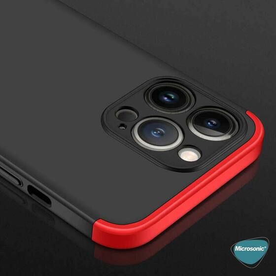 Microsonic Apple iPhone 13 Pro Max Kılıf Double Dip 360 Protective Siyah Mavi