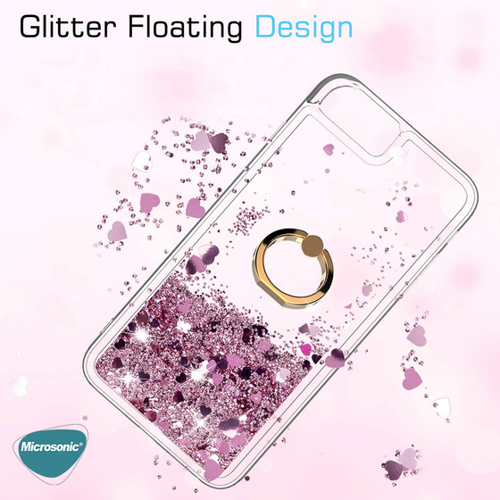 Microsonic Apple iPhone 14 Pro Max Kılıf Glitter Liquid Holder Pembe