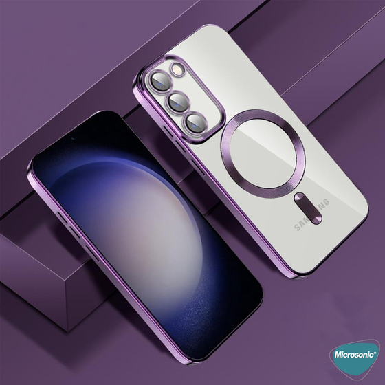 Microsonic Apple iPhone 14 Pro Max Kılıf MagSafe Luxury Electroplate Gümüş