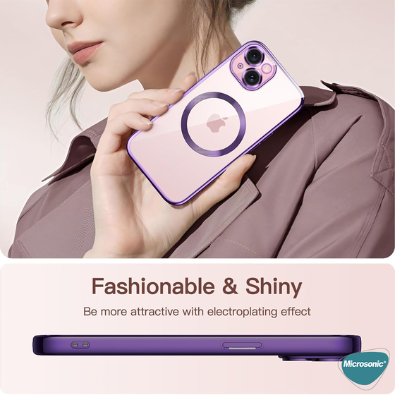 Microsonic Apple iPhone 15 Pro Kılıf MagSafe Luxury Electroplate Mavi