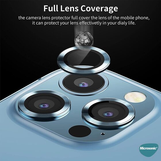Microsonic Apple iPhone 15 Pro Max Tekli Kamera Lens Koruma Camı Gümüş