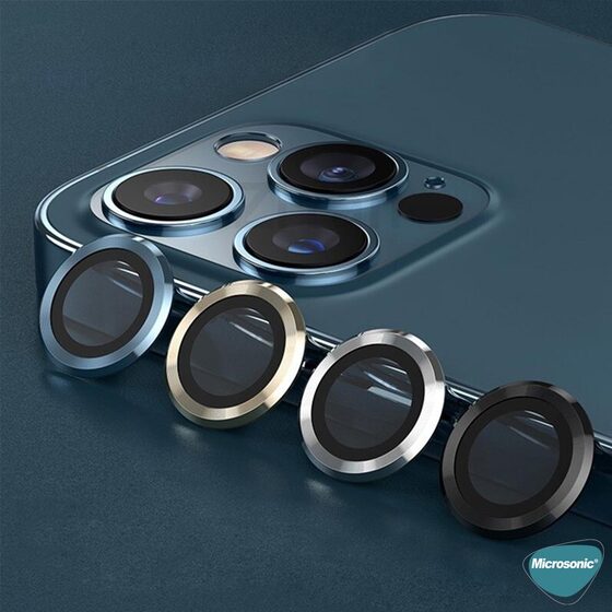 Microsonic Apple iPhone 15 Pro Max Tekli Kamera Lens Koruma Camı Lacivert