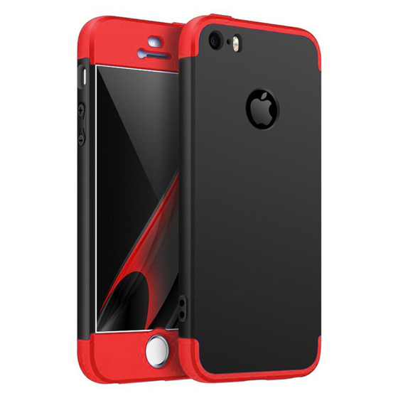 Microsonic Apple iPhone 5 / 5S Kılıf Double Dip 360 Protective Siyah Kırmızı