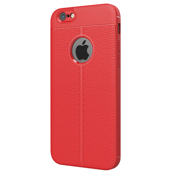 Microsonic Apple iPhone 6 Plus Kılıf Deri Dokulu Silikon Kırmızı