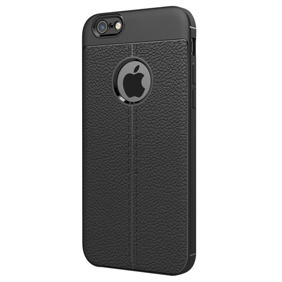 Microsonic Apple iPhone 6 Plus Kılıf Deri Dokulu Silikon Siyah