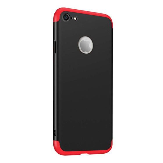 Microsonic Apple iPhone 8 Kılıf Double Dip 360 Protective Siyah Kırmızı