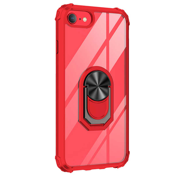 Microsonic Apple iPhone 8 Kılıf Grande Clear Ring Holder Kırmızı