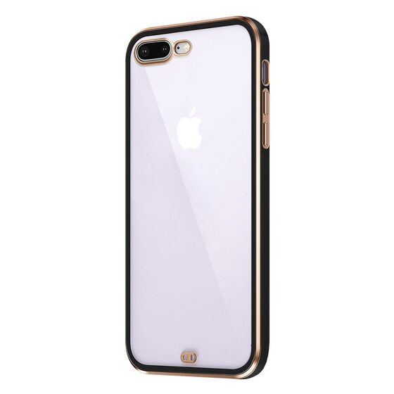 Microsonic Apple iPhone 8 Plus Kılıf Laser Plated Soft Siyah