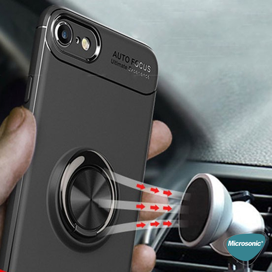 Microsonic Apple iPhone SE 2022 Kılıf Kickstand Ring Holder Kırmızı