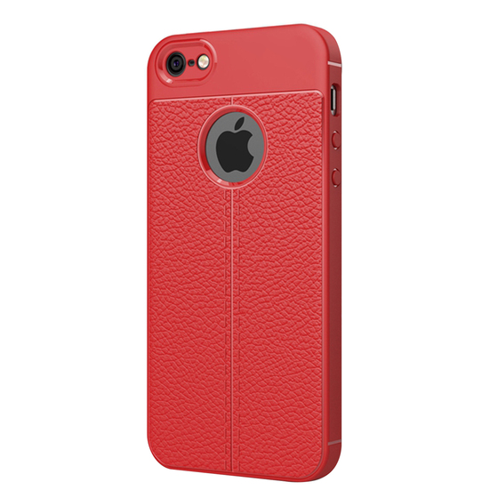 Microsonic Apple iPhone SE Kılıf Deri Dokulu Silikon Kırmızı