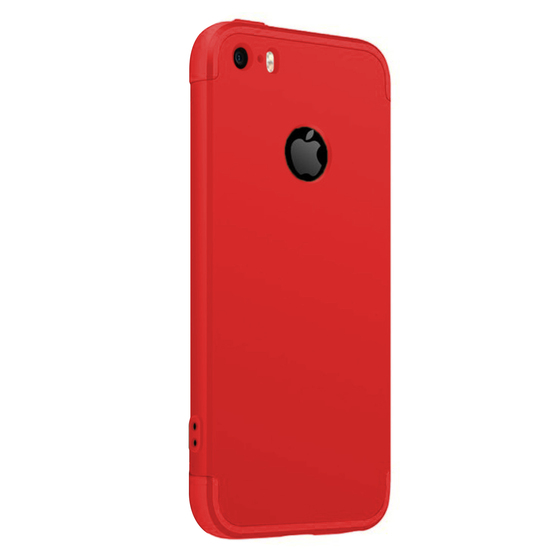 Microsonic Apple iPhone SE Kılıf Double Dip 360 Protective Kırmızı