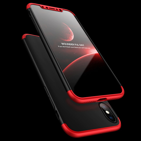 Microsonic Apple iPhone X Kılıf Double Dip 360 Protective Kırmızı
