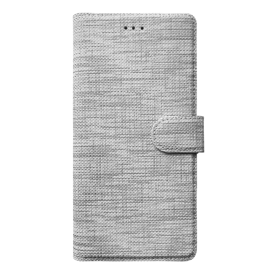 Microsonic Apple iPhone X Kılıf Fabric Book Wallet Gri