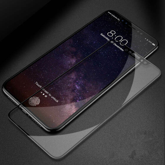 Microsonic Apple iPhone X Tam Kaplayan Temperli Cam Ekran koruyucu Kırılmaz Film Siyah