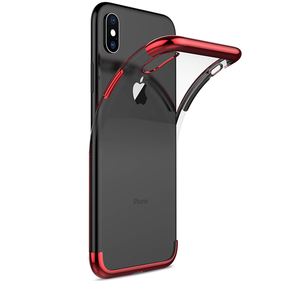 Microsonic Apple iPhone XS (5.8'') Kılıf Skyfall Transparent Clear Kırmızı