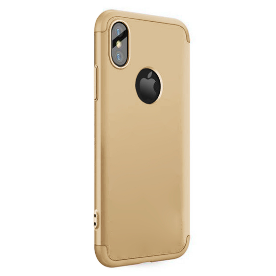 Microsonic Apple iPhone XS Kılıf Double Dip 360 Protective Gold