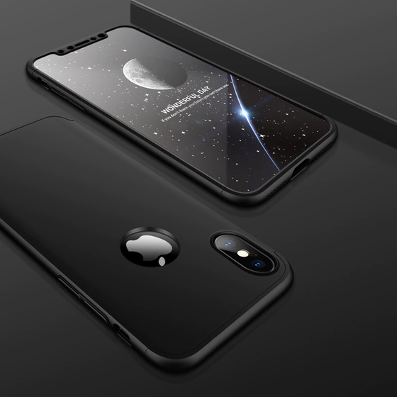 Microsonic Apple iPhone XS Kılıf Double Dip 360 Protective Siyah