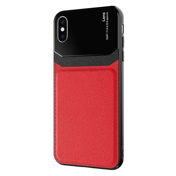 Microsonic Apple iPhone XS Kılıf Uniq Leather Kırmızı