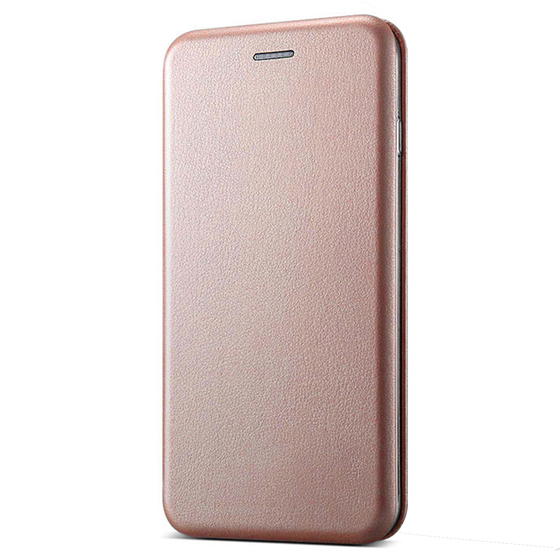Microsonic Apple iPhone XS Max (6.5'') Kılıf Ultra Slim Leather Design Flip Cover Rose Gold