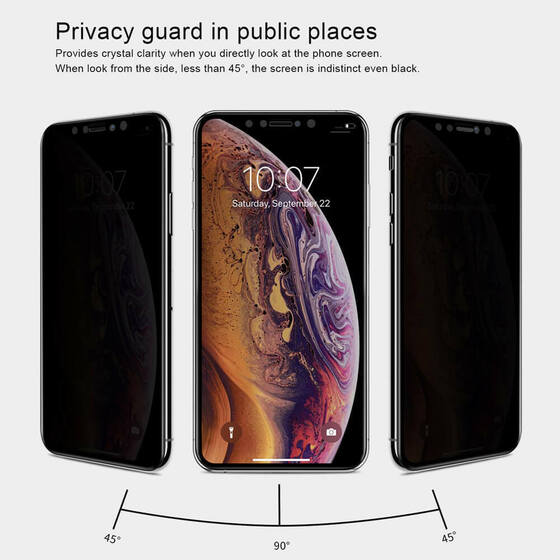 Microsonic Apple iPhone XS Max Privacy 5D Gizlilik Filtreli Cam Ekran Koruyucu Siyah