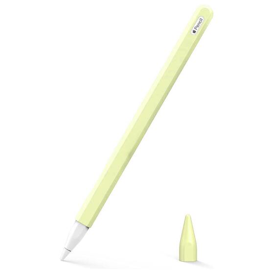Microsonic Apple Pencil (2. nesil) Kılıf Mat Silikon V2 Açık Sarı