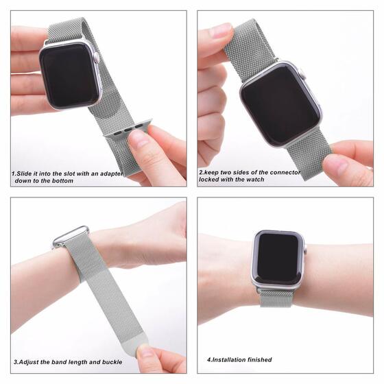 Microsonic Apple Watch 2 38mm Milanese Loop Kordon Gümüş