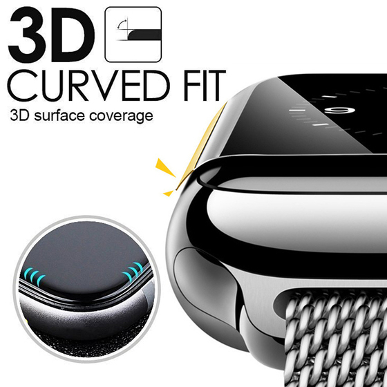 Microsonic Apple Watch 38mm 3D Kavisli Temperli Cam Full Ekran koruyucu Kırılmaz Film Siyah