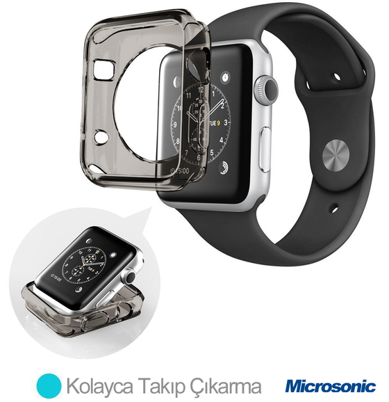 Microsonic Apple Watch 42mm Kılıf Clear Soft Siyah