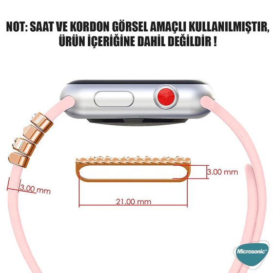 Microsonic Apple Watch SE 2022 40mm Kordon Süsü Charm Hamsa ve Nazar Boncuğu
