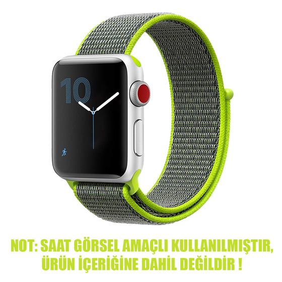 Microsonic Apple Watch SE 2022 44mm Hasırlı Kordon Woven Sport Loop Koyu Yeşil