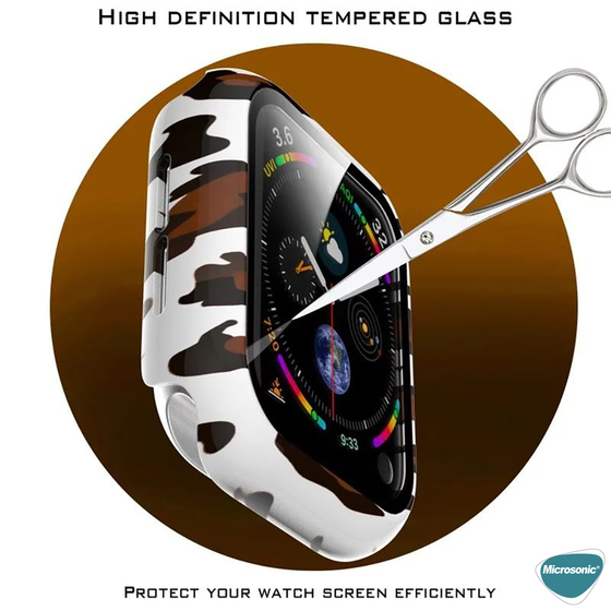Microsonic Apple Watch SE 2022 44mm Kılıf Hard Full Protective Cover Bumper Zebra
