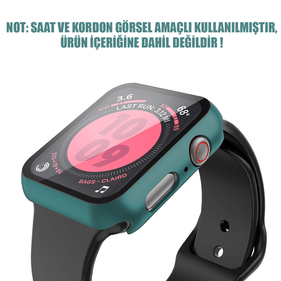 Microsonic Apple Watch SE 2022 44mm Kılıf Matte Premium Slim WatchBand Koyu Yeşil