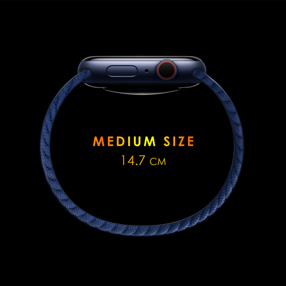Microsonic Apple Watch SE 2022 44mm Kordon, (Medium Size, 147mm) Braided Solo Loop Band Mavi