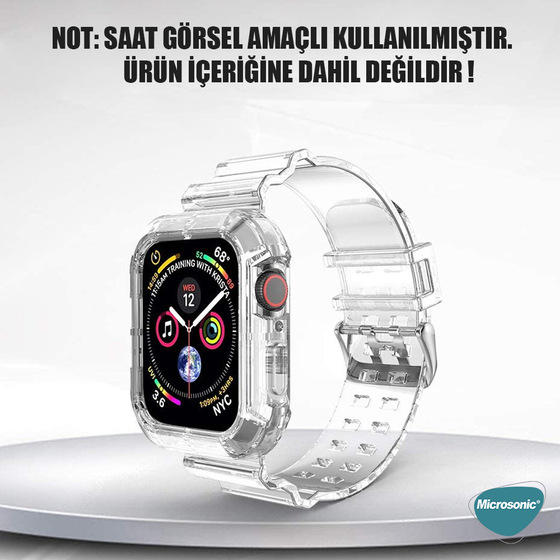 Microsonic Apple Watch SE 2022 44mm Kordon Transparent Clear Band Şeffaf