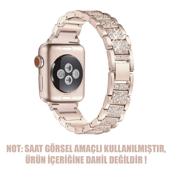 Microsonic Apple Watch SE 2022 44mm Metal Dressy Jewelry Kordon Gold